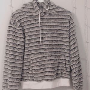 blue striped fuzzy jacket